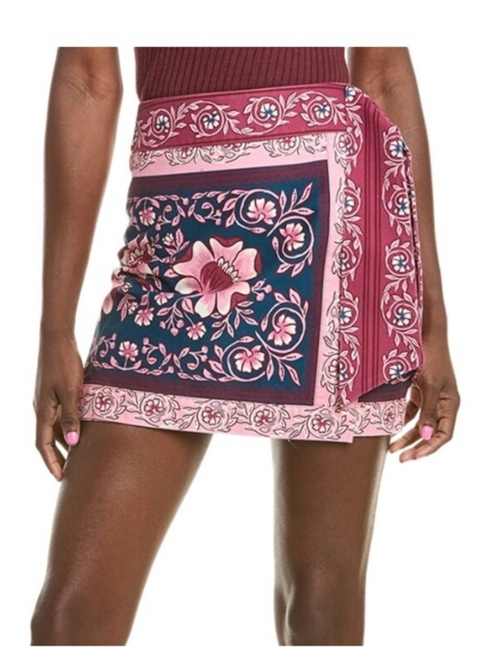 FARM Rio Ainika charm overlap Pink and Navy  Mini Skirt
